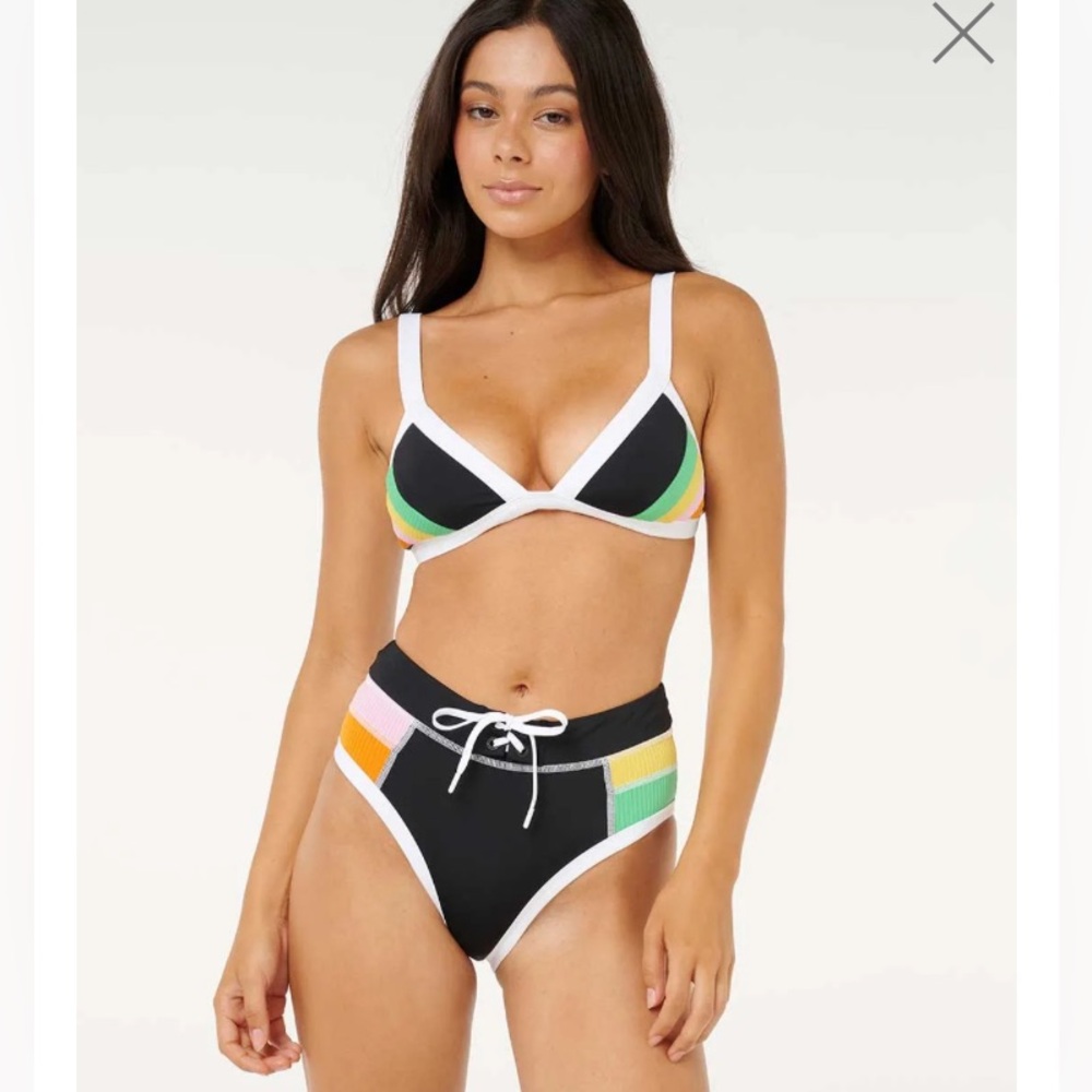 Rip Curl bikini sunset revival colorblock tri top SUP brief High Rise S NWT